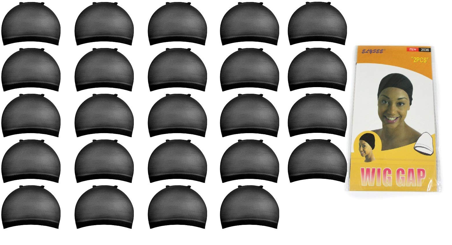 Elysee Star 24 Pieces Wig Caps Color Black (#2036) - One Size Fits All (1 Dozen)