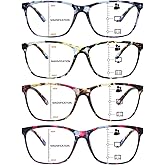 COJWIS Multifocus Progressive Reading Glasses for Women/Men - 4 Pack Bifocal Computer/Book Readers Blue Light Blocking With Spring Hinge(4 Mix,1.5x)