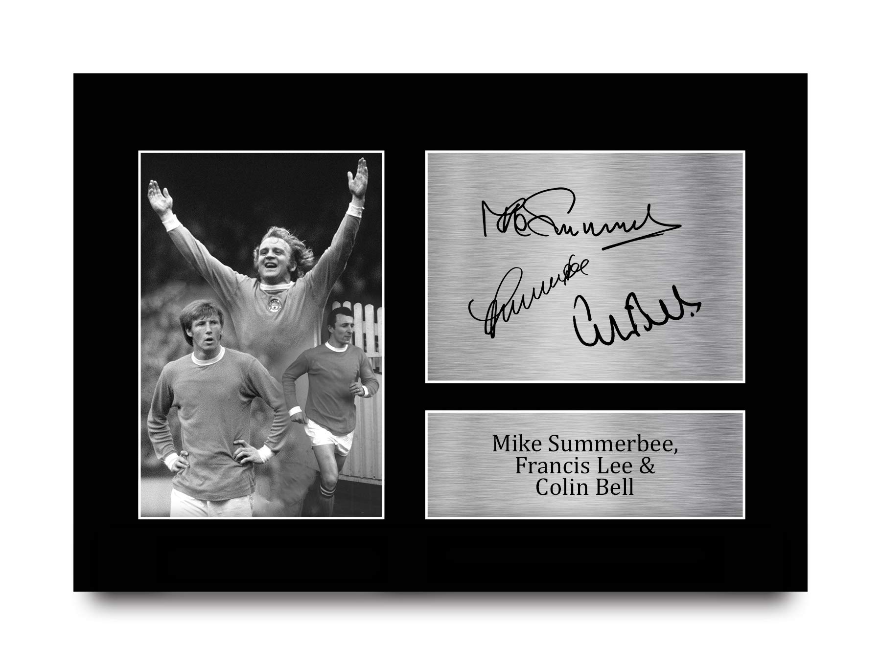 HWC Trading A4 Mike Summerbee, Francis Lee & Colin Bell Manchester City Man City Gifts Printed Signed Autograph Picture for Football Fans and Supporters
