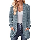 DB MOON Womens Long Cardigan Lightweight Sweater Open Front Long Sleeve Outfits with Pockets