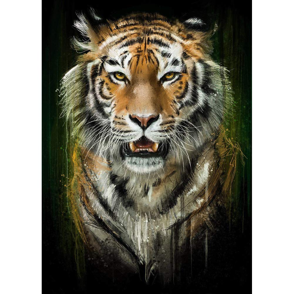 5D Diamond Painting Kits, Tiger King Animals WOWDECOR Full Drill DIY Diamond Art Cross Stitch Paint by Numbers