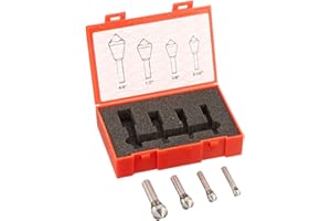 KEO 53538 Cobalt Steel Single-End Countersink Set, Uncoated (Bright) Finish, 100 Degree Point Angle, 5/16" - 5/8" Head Diamet
