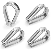 Jamiikury M4 Wire Rope Thimble, 304 Stainless Steel Thimble for 1/8-5/32 Inch Diameter Wire Rope, 4 Pieces