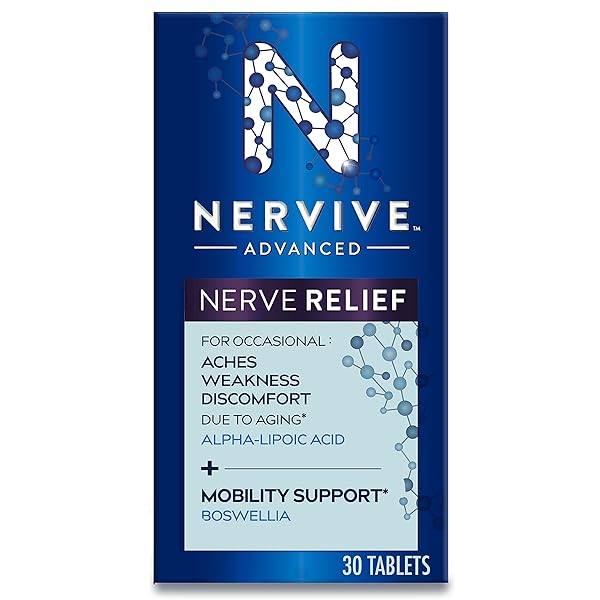 NERVIVE ADVANCED NERVE RELIEF + MOBILITY, WITH ALPHA LIPOIC ACID TO HELP REDUCE NERVE ACHES, WEAKNESS, & DISCOMFORT*† AND BOSWELLIA TO PROMOTE MOBILITY*, VITAMINS B12,B6,B1, 30 TABLETS