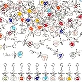 PH PandaHall 60pcs Angel Wing Charms Keychain 10 Color Guardian Angels Charms Angel Fairy Pendants Faceted Glass Beads Pendants Heart Dangle Charm with Clasps for Earring Bag Pouch Purse Party Favors