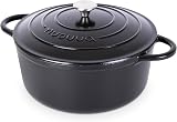 Nuovva Enamelled Cast Iron Dutch Oven 7.3 Qt with Lid 30cm Black