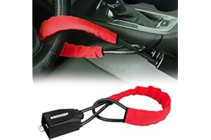 KAYCENTOP Car Steering Wheel Lock, Seat Belt Lock, Anti-Theft Device, Max 17 Inch Length, Small and Light-Weight, Multi-Functional, Fit Most Vehicle, SUV, Golf Cart Security (Red)