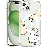 JOYLAND Funny Ducks Printed Phone Case for iPhone 14/iPhone 13 - Compatible with MagSafe Cartoon Animal Clear Magnetic Case Shockproof Anti-Scratch Slim Phone Cover, 6.1 Inch