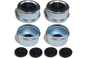 LUXTRKSTO 4PCS 2.44" Trailer Hub Dsut Cap,Trailer Axle Wheel Bearing Dust Cap Cup Grease Cover with 8 Rubber Plugs,Hub Dust Caps for Most 5200 to 6000 Pound Axles Dexter EZ Lube Trailer Camper RV