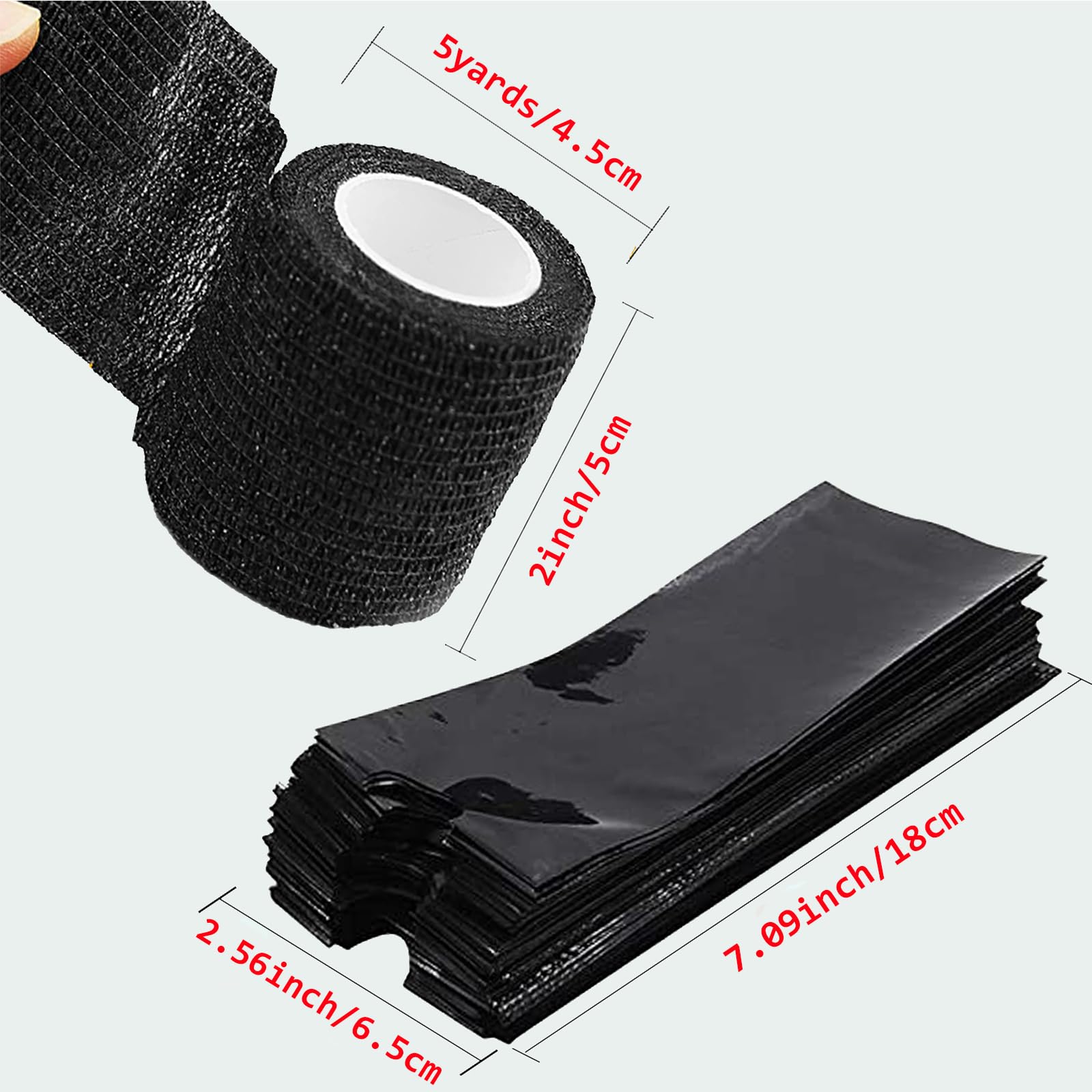 200PCS Pen Covers with 6PCS Grip Tape - SOTICA Machine Wrap Cover Black Pen Bags Pen Sleeves Machine Sleeves with Black Grip Wrap Self-Adherent Tape Plastic Covers