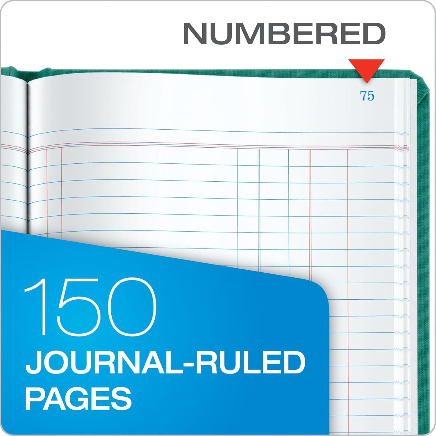 Boorum & Pease 66 Series Account Book, Journal Ruled, Green, 150 Pages, 12-1/8" x 7-5/8" (66-150-J) : Appointment Book And Planner Refills : Office Products