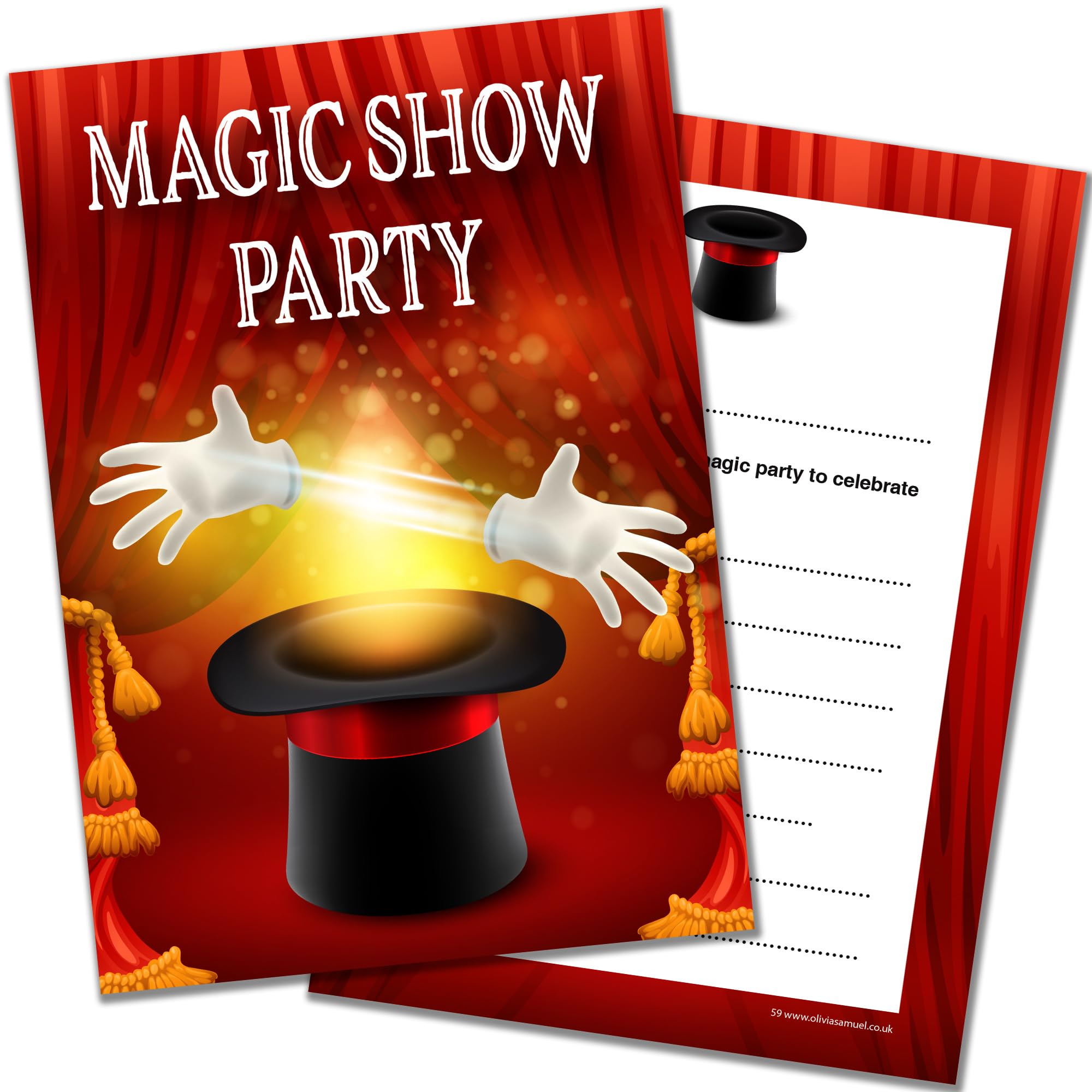 Olivia Samuel 20 x Magic Party Invitations from A6 Postcard Size with envelopes