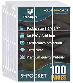 Staples Trading Card Pages, 9‑Pocket Clear Sheet Protectors, 3‑Hole Punched for Standard Binders, Acid‑Free Card Storage, 50‑Pack : Toys & Games