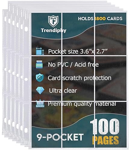 Amazon.com: Staples Trading Card Pages, 9‑Pocket Clear Sheet Protectors,  3‑Hole Punched for Standard Binders, Acid‑Free Card Storage, 50‑Pack : Toys  & Games