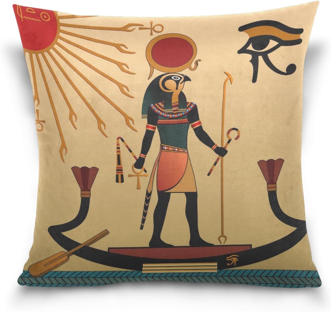 ZOEO Square Throw Pillow Case Cover,Ancient Egyptian Mummy Pharaoh Sun God,Soft Cushion Pillowcase 20x20 inch