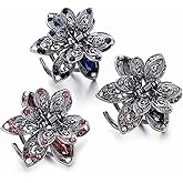 ISKYBOB Set of 3 Vintage Metal Jaw Clips Rhinestone Hair Claw Clip Hair Accessories for Women