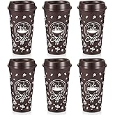 Skybooly 6 Sets Reusable Coffee Cups with Lids, 16oz, Brown | Plastic Coffee Tumblers Bulk, for Hot and Cold Drinks, Travel Water Mug, Secure Lids Drinkware, for Birthday, Party