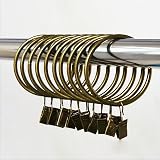 Coideal Bronze Curtain Rings with Clips Set of 30, 3.5 cm Inner Dia Fits Up To view 5