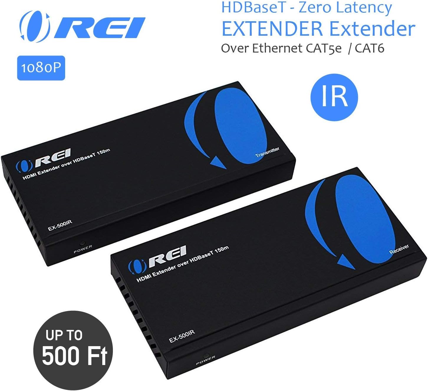OREI HDBaseT HDMI Extender over Cat5e/6 Ethernet LAN cable - Up to 500 Feet - IR, HDMI Loop-out, RS-232, PoC, HDMI Balun (EX-500IR): Electronics