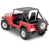 MasterTop Strap Style Bimini Top - Fits Jeep Wrangler YJ &amp; CJ-7 1978-1991 - Luxurious 3-layer 30 oz MasterTwill Fabric - Open-Air Experience &amp; Protection From Any Weather - No-Drill Installation