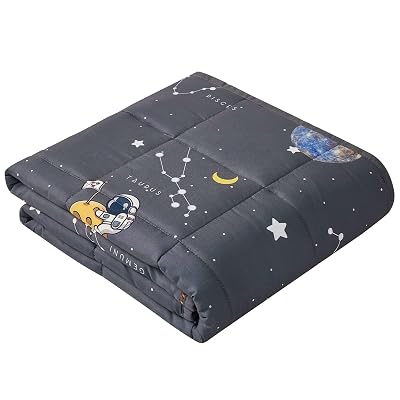 anfie Weighted Blanket for Kids(40"x60" 10lbs),Weighted Blanket Cooling Blanket for Sleeping,Throw Size Breathable Blanket with Premium Glass Bead(Space Grey)