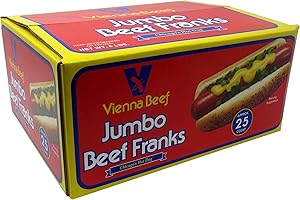 VIENNA BEEF Vienna® Beef Jumbo Skinless Franks 6" 5:1 5 lbs. (25 total Franks)