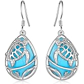 Turtle Earrings for Women 925 Sterling Silver Larimar Turtle Dangle Earrings Jewelry Gifts for Women