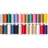 Connecting Threads 100% Cotton Thread Set - 26 Pack of Spools with Carrier | 220 yard spools of 50 weight thread for machine sewing, handsewing, and quiliting