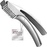 No Peeling Required Garlic Press Stainless Steel with Detachable Handle for Coarse Mincing - Premium Garlic Mincer Tool, Rust