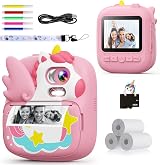CAMCLID Kids Camera Instant Print Pink 32GB 1080P Video 12MP 2.4'' view 1