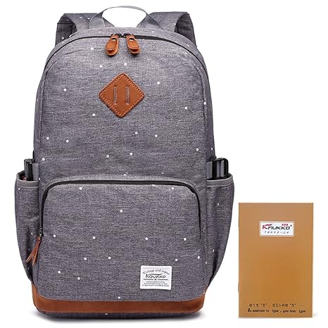 Kaukko Damen Rucksack Studenten Backpack Laptop College Schulrucksack Reiseeucksack, (05) Grau, Large