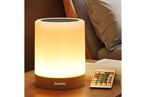 Auxmir LED Night Light Bedside Lamp Touch and Remote Control Dimmable Tabletop 13 Colors Changing 5 Brightness Adjustable Rechargeable Portable Lamp for Baby Kids Bedroom Living Room Outdoor Camping