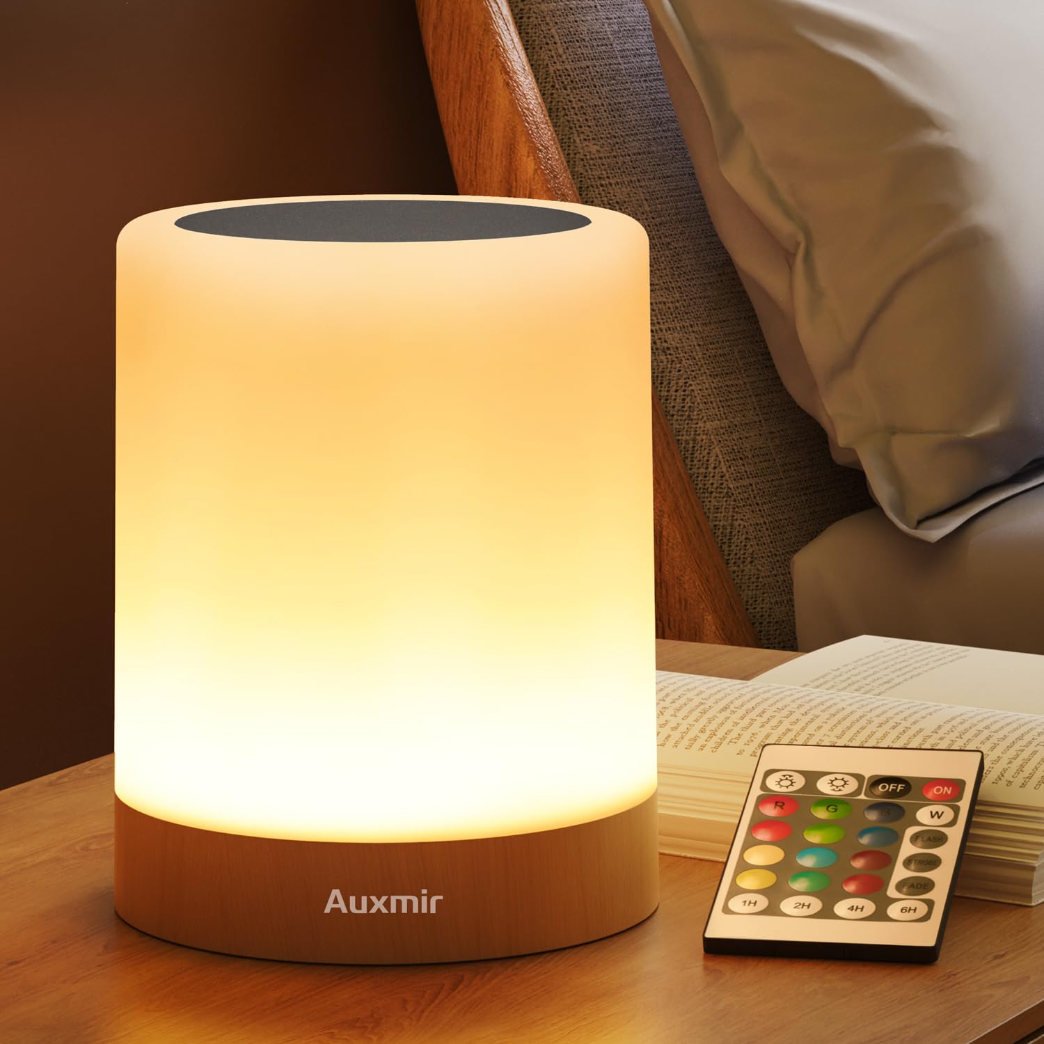 Photo 1 of Auxmir LED Night Light Bedside Lamp Touch and Remote Control Dimmable Tabletop 13 Colors Changing 5 Brightness Adjustable Rechargeable Portable Lamp for Baby Kids Bedroom Living Room Outdoor Camping