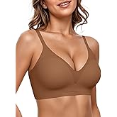 Vertvie Women Wireless Bras with Support Lift Full Coverage Push Up Plus Size Sport Bra Seamless Molded Cup Padded Tshirt Bra