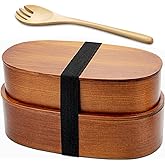 YFWOOD Natural Wooden Bento Boxes - Double Layer Lunch Box(1000ml) | Bento Box for Kids, Japanese Bento Box, Lunch Boxes, For Adult Picnicking Office Hiking Camping Fitness Training Lose Weight