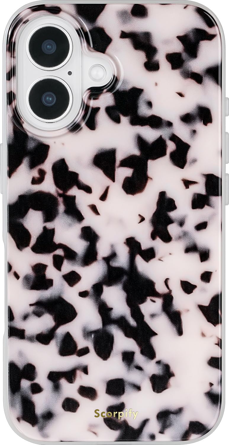 SCORPIFY for iPhone 16 Case [Compatible with MagSafe] with Pink Tortoise Shell Design, Cute Brown Magnetic Phone Cover for Women Girls, Slim Shockproof Bumper