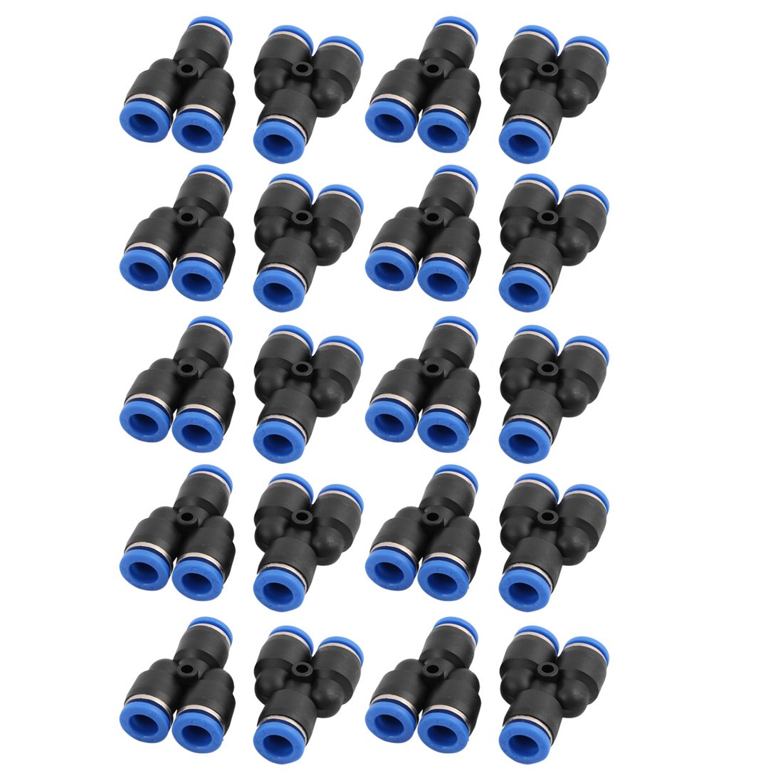 sourcingmap 20Pcs 8mm Dia Y Type 3 Ways Tube Hose Pneumatic Air Quick Fitting Push in Connector