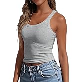 GEMBERA Womens Scoop Neck Sleeveless Fitted Ribbed Knit Basic Layering Cropped Tank Top Shirts Camisole