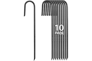 16 Inch Rebar Stakes Heavy Duty, 10 Pack J-Shaped Tent Stakes, Ground Anchor Stakes for Landscaping Plants Fabric Tube Fence,