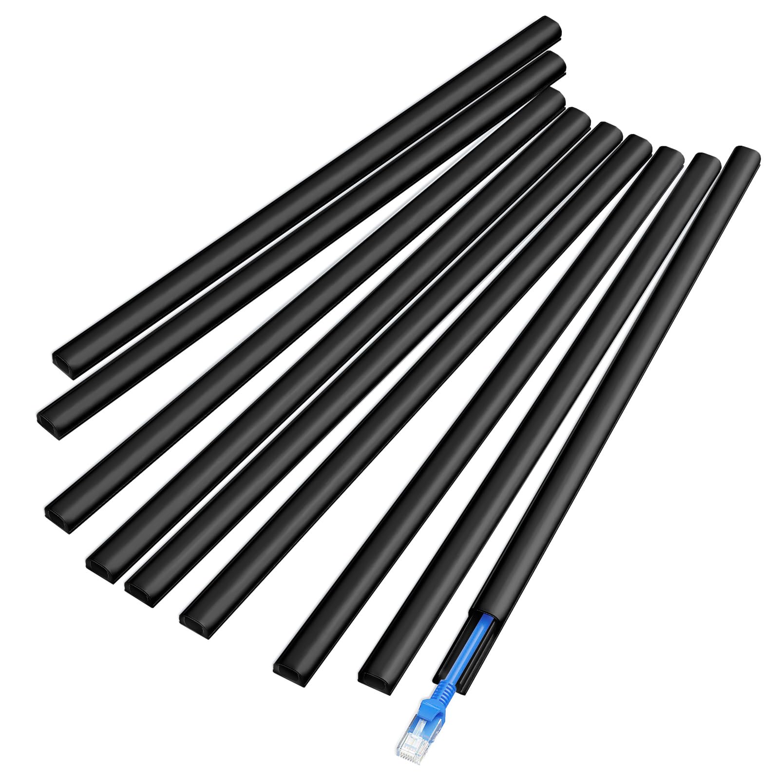Photo 1 of Delamu Wire Covers for Cords on Wall, 128in Cord Hider Cord Covers for Wires on Wall, Mini Cable Wire Hider, Self-Adhesive Easier Installation Cable Cover Organizer, W0.48 H0.3in, Black
