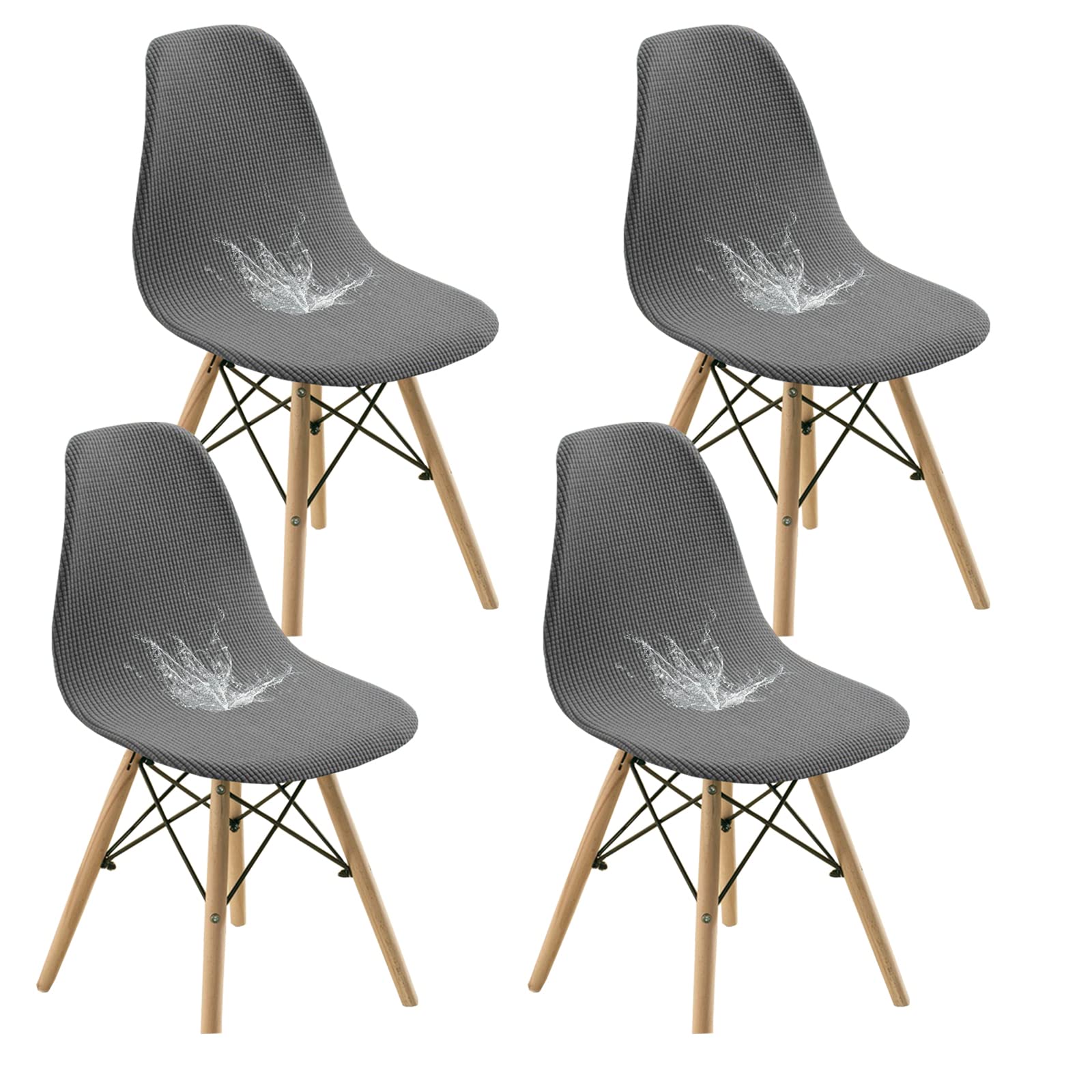 Bestenrose Water Resistant Shell Dining Chair Cover Jacquard Stretch Armless Chair Slipcovers Removable Washable Seat Cover for Kitchen Banquet Home Hotel Side Chairs Slipcover (set of 4, Dark Gray)
