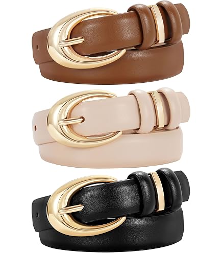 TRIWORKS 2 Pack Women Leather Belt for Jeans Pants Fashion Ladies