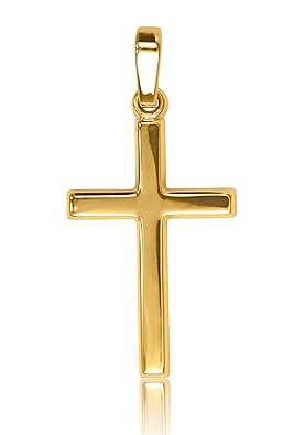 MyGold Kreuz Anhänger (Ohne Kette) Gelbgold Weißgold 375/585 / 750 Gold (9 Karat / 14 Karat / 18 Karat) 25mm x 12mm Glanz Ket
