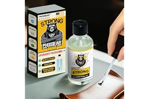 PHIXBEAR Mighty Fabric Glue Permanent in Glass Bottle with Brush, Waterproof Washable Liquid Stitch Fabric Glue, Safe, No Irritation. for Repair Clothes, Leather, Patches(1.68 fl.oz 50ml)