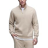 CRZ YOGA Cotton Fleece Lined Half Zip Sweatshirts for Men - Mock Neck Pullover Sweat Shirts Casual Workout Daily Sweaters