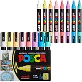 POSCA&reg; PC-5M Water-Based Acrylic Paint Markers, Medium Tip, 8 Count | Reversible Tip (1.8&ndash;2.5 mm), Opaque Paint Pens for Rock Painting, Wood, Glass, Crafts &amp; Art Projects