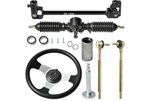 JNDO Go Kart Steering Kit 340mm Rack and Pinion Steering Gears Steering Shaft Tie Rod 300mm Steering Wheel Suitable for Buggy Quad Go Kart Golf UTV
