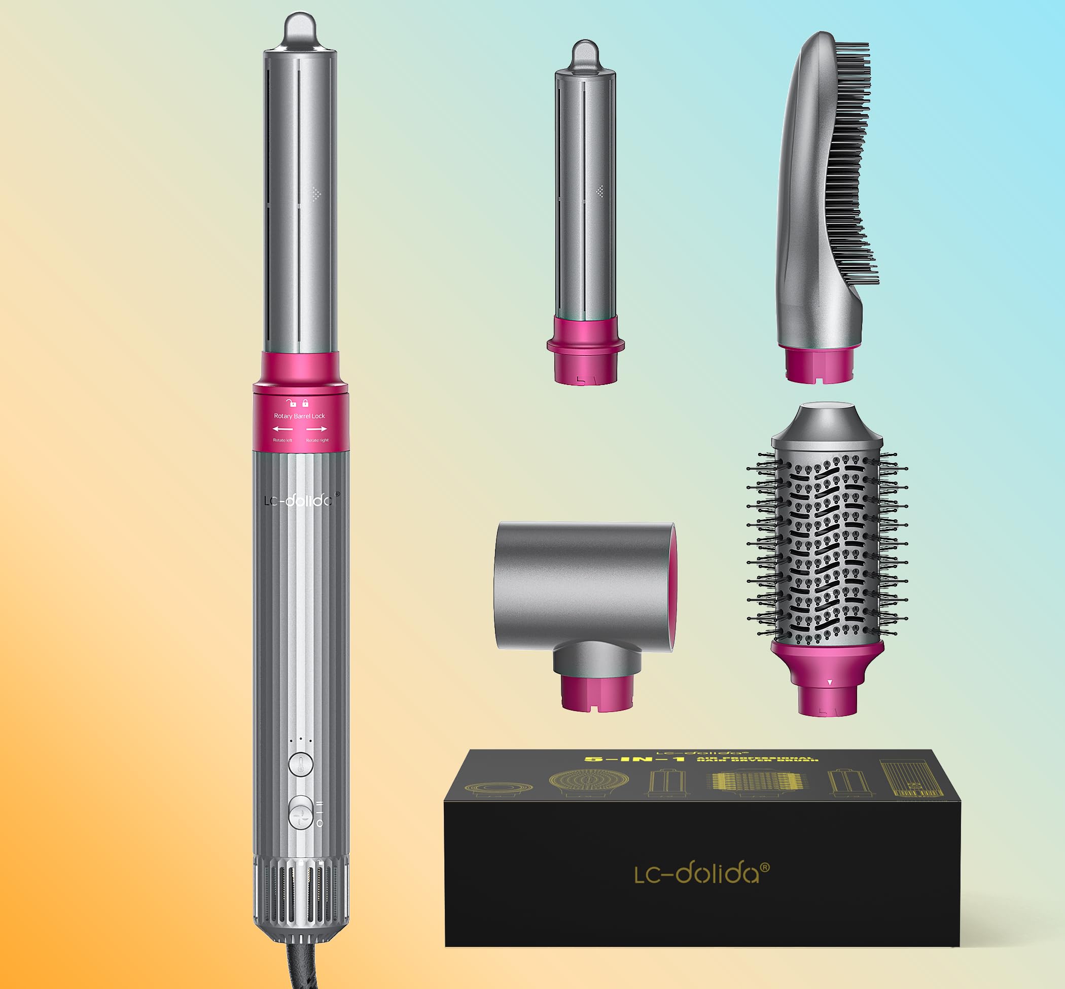 5 in 1 Professional Hot Air Styler, LC-dolida Powerful Hair Dryer ...