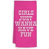 HIWX Hot Pink Preppy Cowgirls Just Wanna Have Fun Decorative Kitchen Towels and Dish Towels,Western Cowgirl Boots Hand Towels Tea Towel for Bathroom Kitchen Dorm Decor 16×24 Inches
