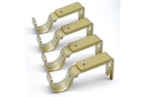 ztlab Curtain Rod Brackets Adjustable, 4 Pack Premium Rod Brackets for Wall, Curtain Rod Holder, Drapery Rod Holders Hardware Window Curtain Rod Support Hanger for 1 Inch Rod, Golden